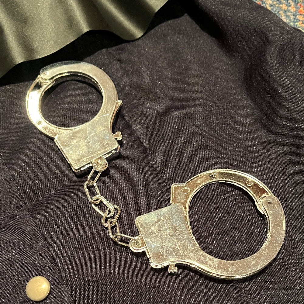 Spirit Sexy Cop Halloween Costume Navy Shirt Dress with Belt and Toy Handcuffs - Picture 8 of 9